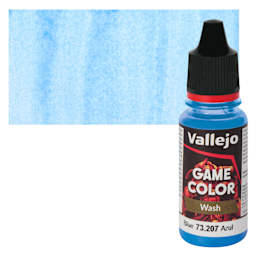 Vallejo Game Color Fluid Acrylic Wash - Blue - Bottle and Swatch