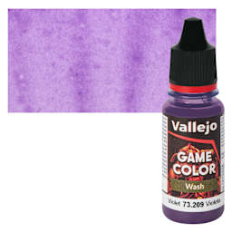 Vallejo Game Color Fluid Acrylic Wash - Violet, 18 ml Bottle and Swatch