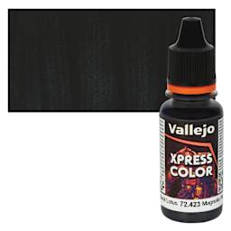 Vallejo Xpress Color Acrylic Paint - Black Lotus, 18 ml bottle and swatch