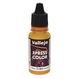 Vallejo Xpress Color Acrylic Paint - Imperial Yellow, 18 ml - front of bottle