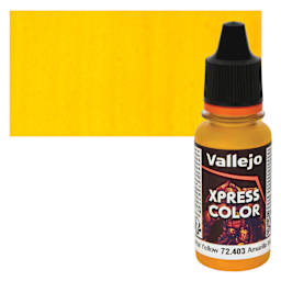 Vallejo Xpress Color Acrylic Paint - Imperial Yellow - 18 ml Bottle and Swatch