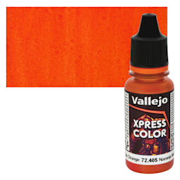Vallejo Xpress Color Acrylic Paint - Martian Orange, 18 ml Bottle and Swatch
