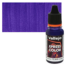 Vallejo Xpress Color Acrylic Paint - Gloomy Violet, 18 ml Bottle and Swatch