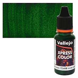 Vallejo Xpress Color Acrylic Paint - Lizard Green, 18 ml Bottle and Swatch