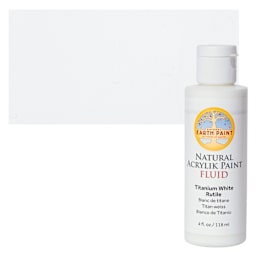 Natural Earth Paint Natural Fluid Acrylik Paint - Titanium White Rutile, 118 ml Bottle and Swatch