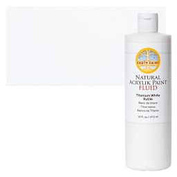 Natural Earth Paint Natural Fluid Acrylik Paint - Titanium White Rutile, 473 ml Bottle and Swatch