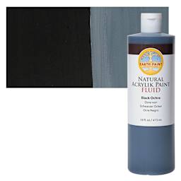 Natural Earth Paint Natural Fluid Acrylik Paint - Black Ochre, 437 ml - Bottle and Swatch