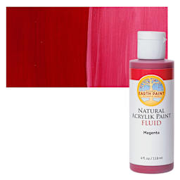 Natural Earth Paint Natural Fluid Acrylik Paint - Magenta, 118 ml - Bottle and Swatch
