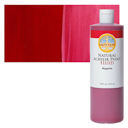Natural Earth Paint Natural Fluid Acrylik Paint - Magenta, 473 ml - Bottle and Swatch