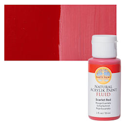 Natural Earth Paint Natural Fluid Acrylik Paint - Scarlet Red, 30 ml bottle and Swatch