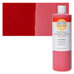Natural Earth Paint Natural Fluid Acrylik Paint - Scarlet Red, 473 ml - Bottle and Swatch
