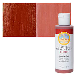 Natural Earth Paint Natural Fluid Acrylik Paint - Venetian Red, 118 ml Bottle and Swatch
