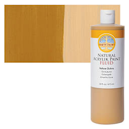 Natural Earth Paint Natural Fluid Acrylik Paint - Yellow Ochre, 473 ml Bottle and Swatch