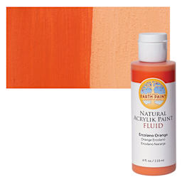 Natural Earth Paint Natural Fluid Acrylik Paint - Ercolano Orange, 118 ml - Bottle and Swatch