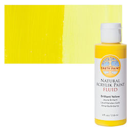 Natural Earth Paint Natural Fluid Acrylik Paint - Brilliant Yellow, 118 ml - Bottle and Swatch