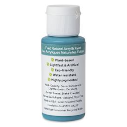 Natural Earth Paint Natural Fluid Acrylik Paint - French Turquoise, 30 ml - back of bottle