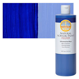 Natural Earth Paint Natural Fluid Acrylik Paint - Ultramarine Blue, 473 ml Bottle and Swatch