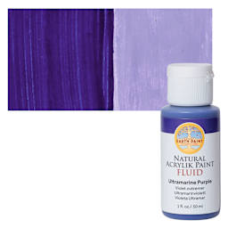 Natural Earth Paint Natural Fluid Acrylik Paint - Ultramarine Purple, 30 ml Bottle and Swatch