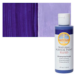 Natural Earth Paint Natural Fluid Acrylik Paint - Ultramarine Purple, 118 ml Bottle and Swatch