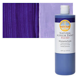 Natural Earth Paint Natural Fluid Acrylik Paint - Ultramarine Purple, 473 ml Bottle and Swatch