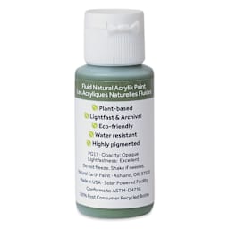 Natural Earth Paint Natural Fluid Acrylik Paint - Emerald Green, 30 ml - back of bottle