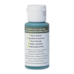 Natural Earth Paint Natural Fluid Acrylik Paint - Sap Green, back of 30 ml bottle