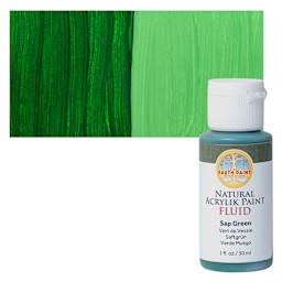 Natural Earth Paint Natural Fluid Acrylik Paint - Sap Green, 30 ml bottle and swatch