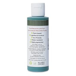 Natural Earth Paint Natural Fluid Acrylik Paint - Sap Green, back of 118 ml bottle