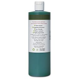 Natural Earth Paint Natural Fluid Acrylik Paint - Sap Green, back of473 ml bottle