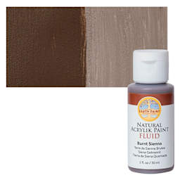 Natural Earth Paint Natural Fluid Acrylik Paint - Burnt Sienna, 30 ml - Bottle and Swatch