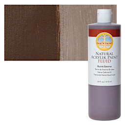 Natural Earth Paint Natural Fluid Acrylik Paint - Burnt Sienna, 473 ml - Bottle and Swatch