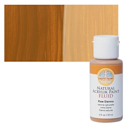 Natural Earth Paint Natural Fluid Acrylik Paint - Raw Sienna,  30 ml bottle and swatch