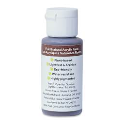 Natural Earth Paint Natural Fluid Acrylik Paint - Burnt Umber, back of 30 ml bottle
