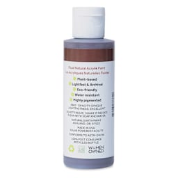Natural Earth Paint Natural Fluid Acrylik Paint - Burnt Umber, back of a 118 ml bottle