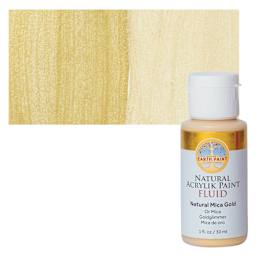 Natural Earth Paint Natural Fluid Acrylik Paint - Gold Mica, 30 ml - Bottle and Swatch