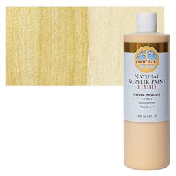 Natural Earth Paint Natural Fluid Acrylik Paint - Gold Mica, 473 ml - Bottle and Swatch