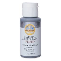 Natural Earth Paint Natural Fluid Acrylik Paint - Silver Mica, 30 ml - front of bottle