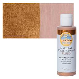Natural Earth Paint Natural Fluid Acrylik Paint - Copper Mica, 118 ml - Bottle and Swatch