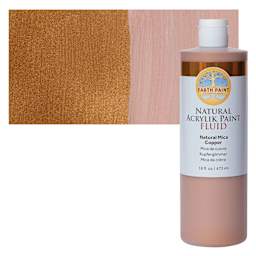 Natural Earth Paint Natural Fluid Acrylik Paint - Copper Mica, 473 ml - Bottle and Swatch