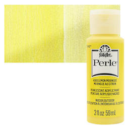 FolkArt Perle Acrylic Paint - Lemon Meringue, 2 oz bottle and swatch