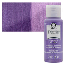 FolkArt Perle Acrylic Paint - Plum Kiss, 2 oz bottle and swatch