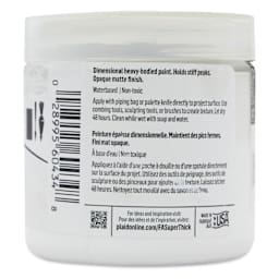 FolkArt Super Thick Acrylic Paint - White, 4 oz jar, back of jar