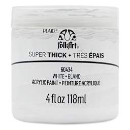 FolkArt Super Thick Acrylic Paint - White, 4 oz jar, front of jar