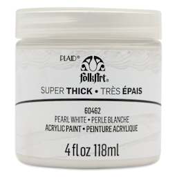 FolkArt Super Thick Acrylic Paint - Pearl White, 4 oz jar, front of jar