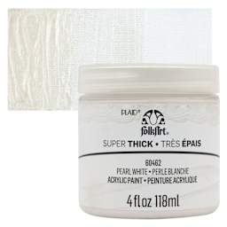 FolkArt Super Thick Acrylic Paint - Pearl White, 4 oz jar and swatch