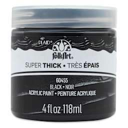 FolkArt Super Thick Acrylic Paint - Black, 4 oz jar, front of jar