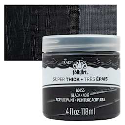 FolkArt Super Thick Acrylic Paint - Black, 4 oz jar and swatch