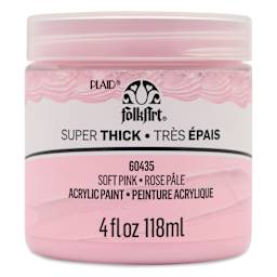 FolkArt Super Thick Acrylic Paint - Soft Pink, 4 oz jar, front of jar