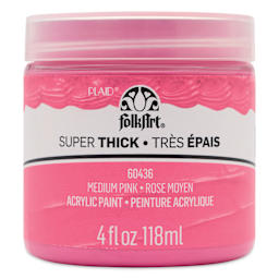 FolkArt Super Thick Acrylic Paint - Medium Pink, 4 oz jar, front of jar