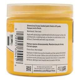 FolkArt Super Thick Acrylic Paint - Medium Yellow, 4 oz jar, back of jar